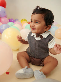 Brown Romper With Bow