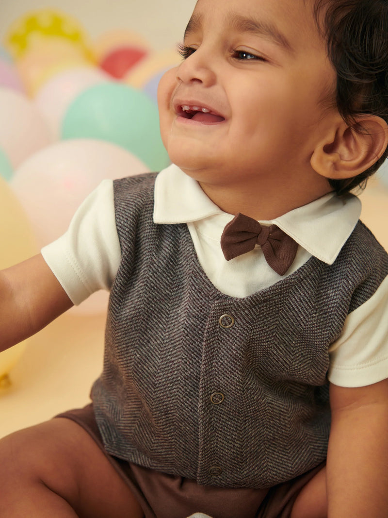 Brown Romper With Bow