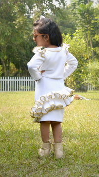 Chic Girl White Gold Blazer & Skirt