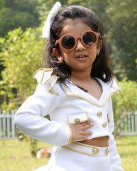 Chic Girl White Gold Blazer & Skirt
