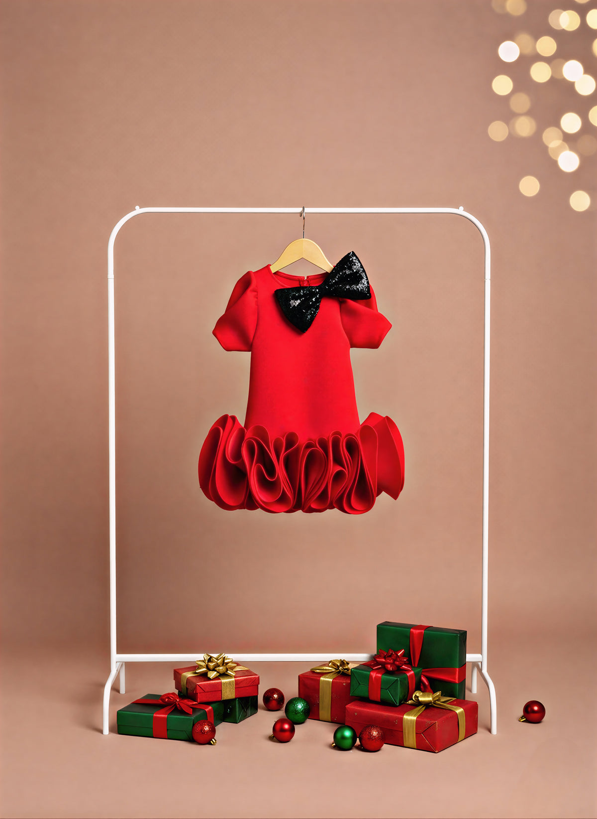 Sequin Bow Ruffle Dress