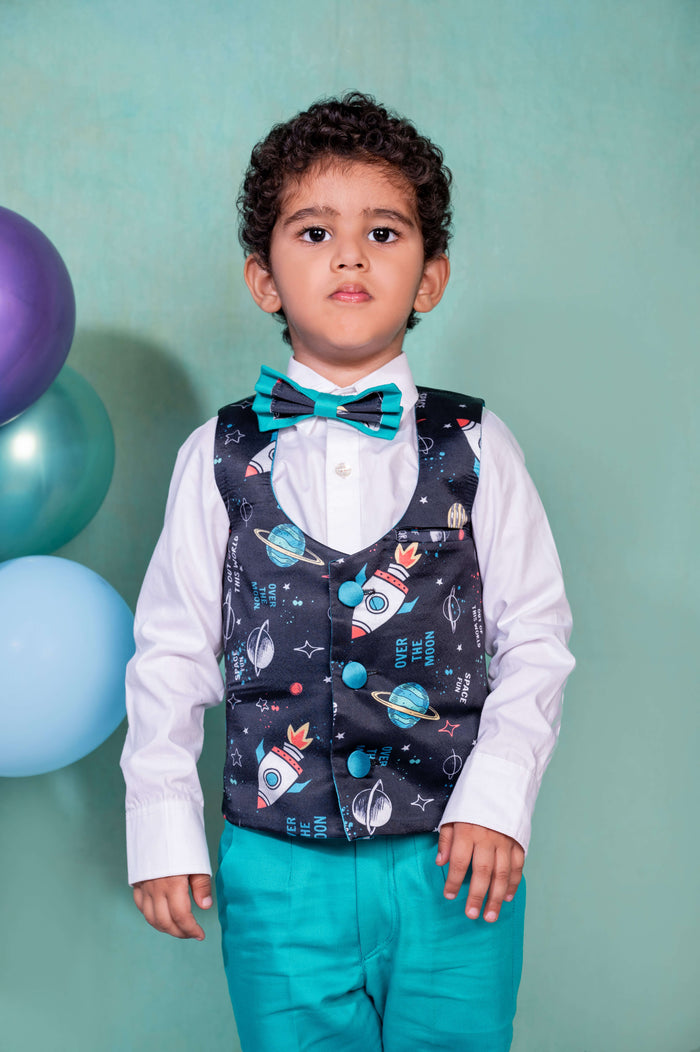 Space Visit Three Piece Waist Coat Set