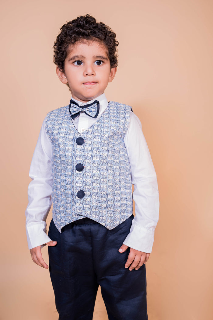 Elephant Print Waistcoat Set