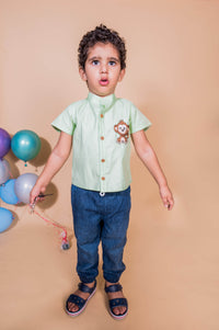 Let's B Naughty Monkey Embroidered Shirt