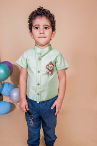 Let's B Naughty Monkey Embroidered Shirt