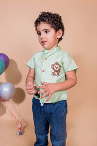 Let's B Naughty Monkey Embroidered Shirt