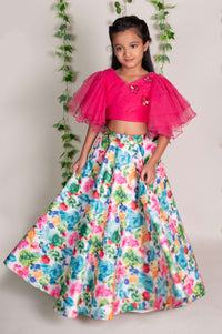 Butterfly Crop Top With Floal Lahenga