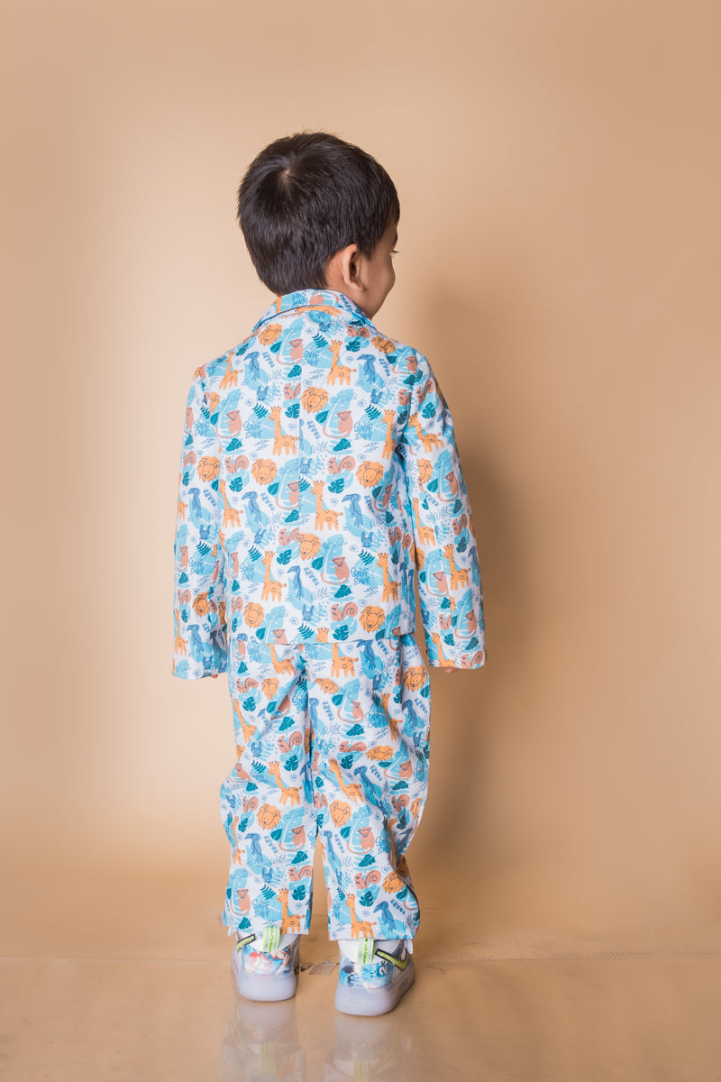 Party Wear Two Piece Suit Set  Animal Kingdom Print