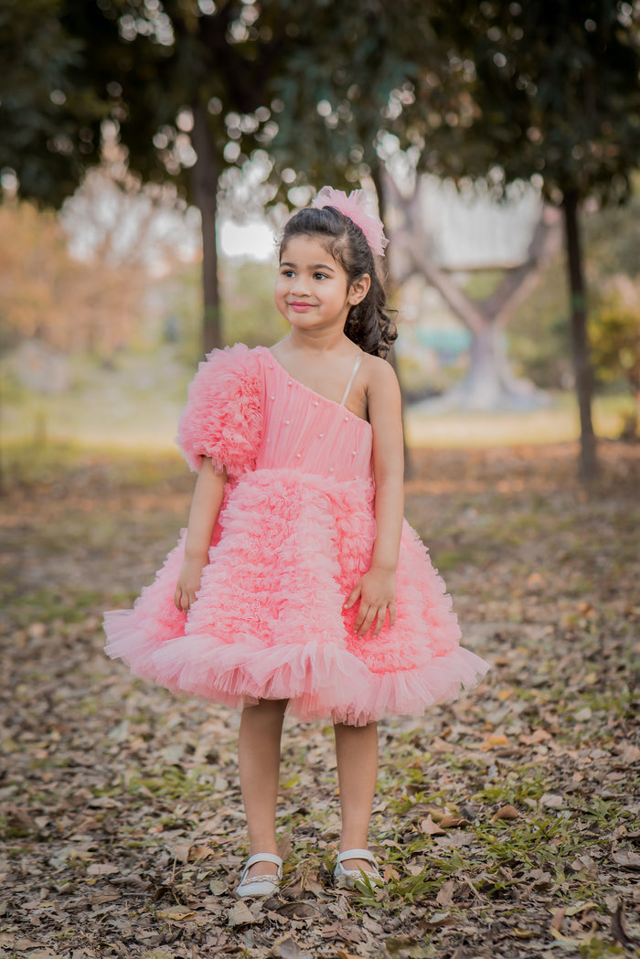 Crazy Ruffles One Shoulder Dress