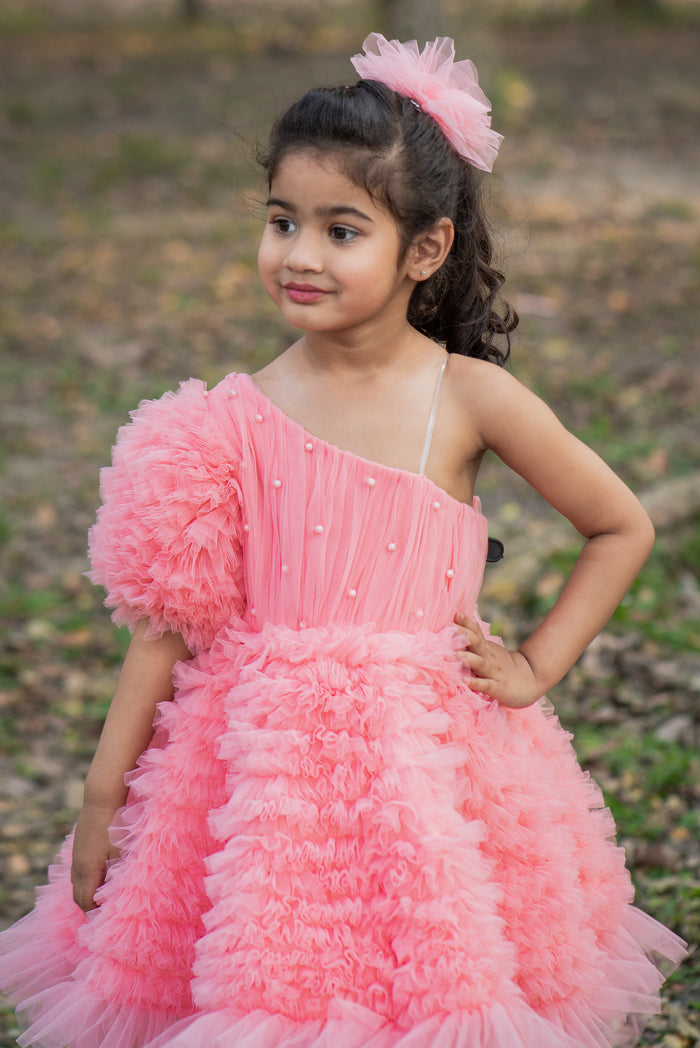 Crazy Ruffles One Shoulder Dress
