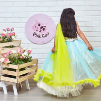 Dreamy Cinderella Ghaghra Choli With Gota Patti Embellishments And Poppat Green Flowers And Frills