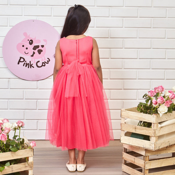 Gold And Pink Feathered Short Long Ball Gown