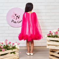 Hot Pink Pompom Flared Dress
