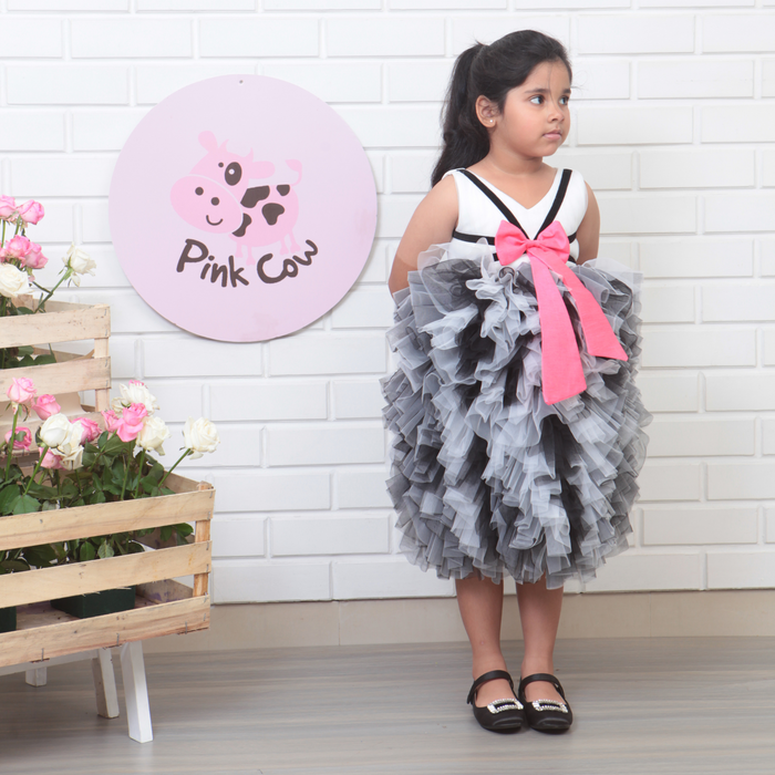 Black And White Ruffled Dress