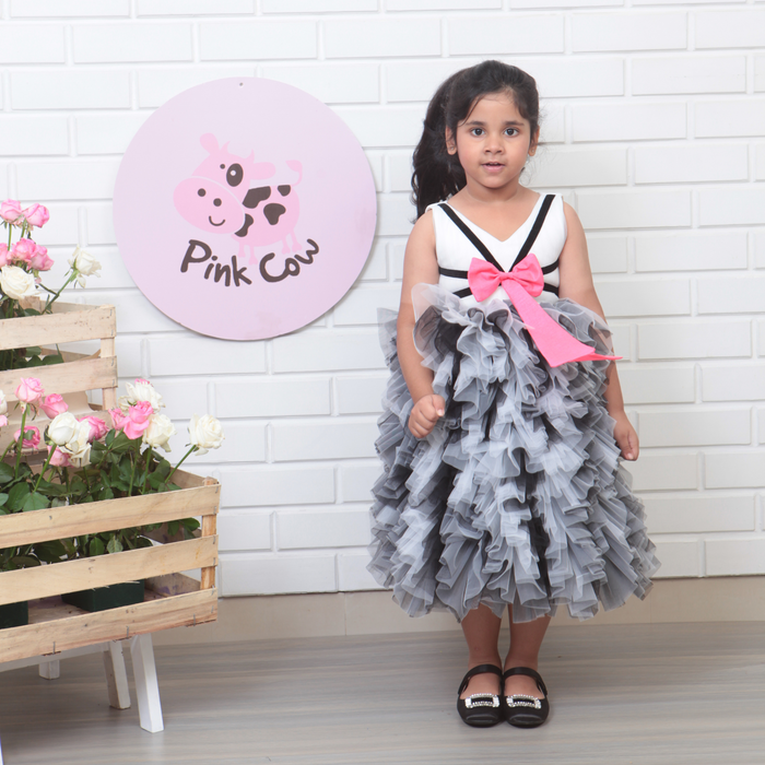 Black And White Ruffled Dress