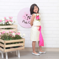 Mini Me Top Skirt In Quilted Cream Taffeta