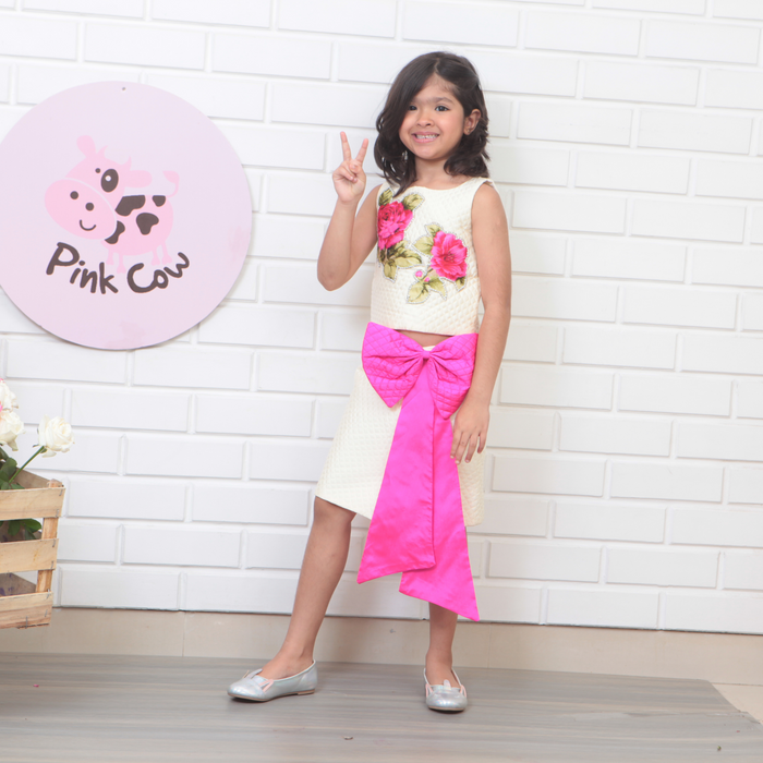 Mini Me Top Skirt In Quilted Cream Taffeta
