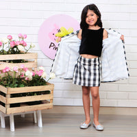Black Chequered Top Skirt Sets