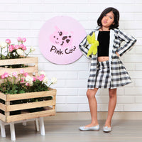 Black Chequered Top Skirt Sets