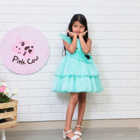 Organza Flower Embellished Green Dress