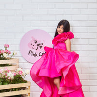 Pink Silk Ruffled Gown