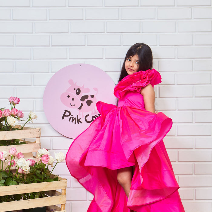 Pink Silk Ruffled Gown