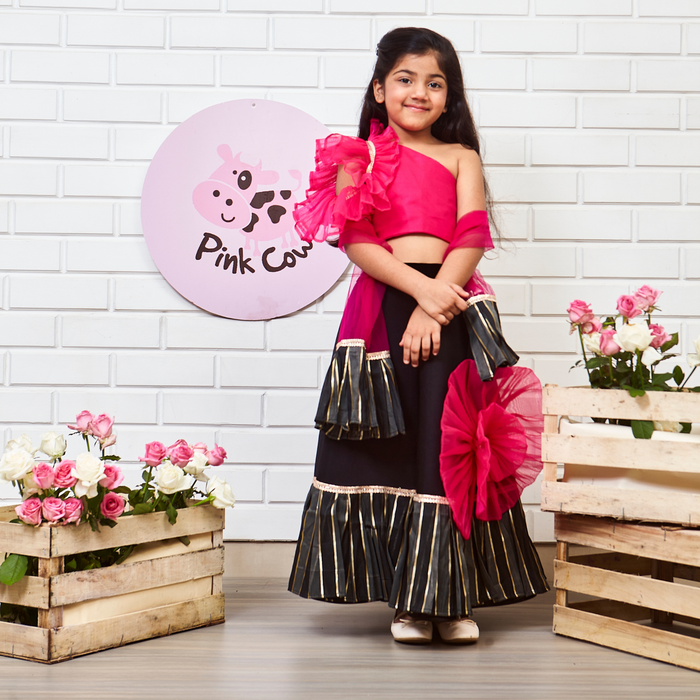 Hot Pink Organza Ghaghra Choli
