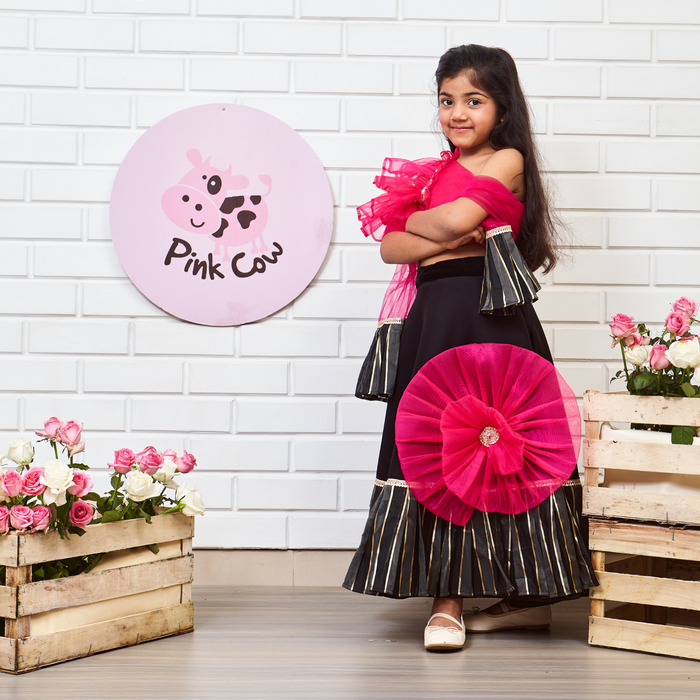 Hot Pink Organza Ghaghra Choli