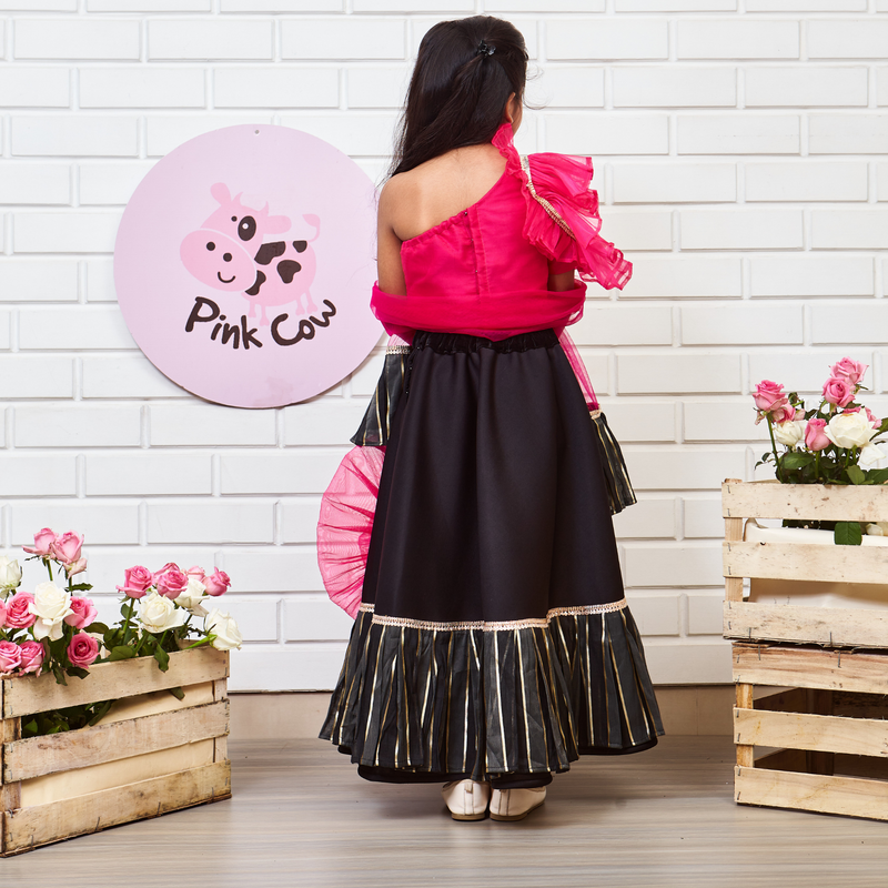 Hot Pink Organza Ghaghra Choli