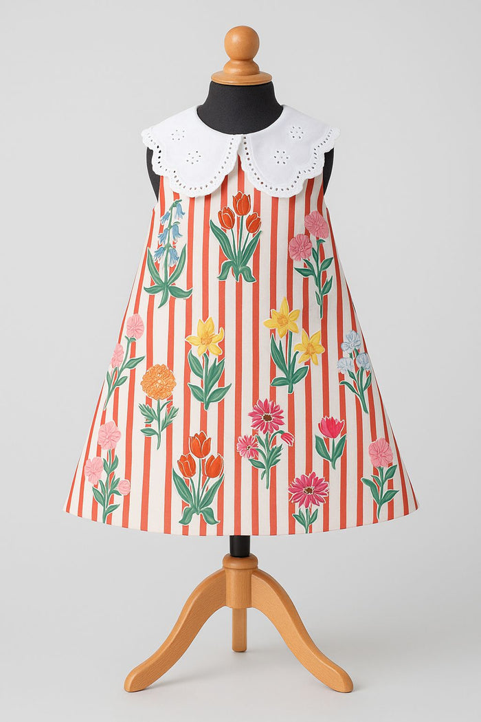 Sleeveless Aline with Flower Printed Frock