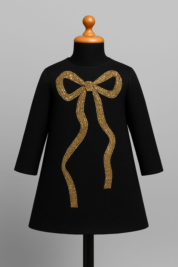 Black Aline with glitter bow