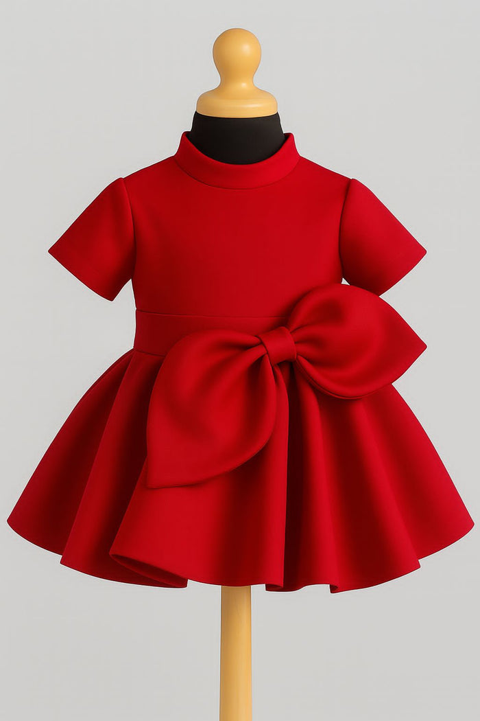 Red Scuba Bow Dress