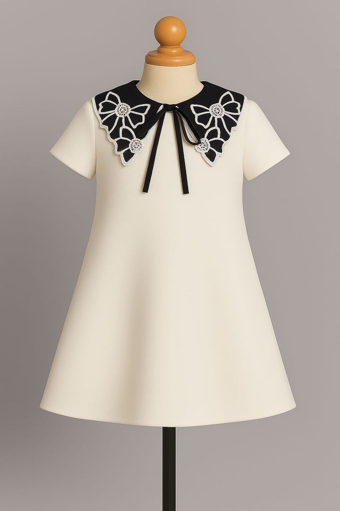 White Bow Collar Dress