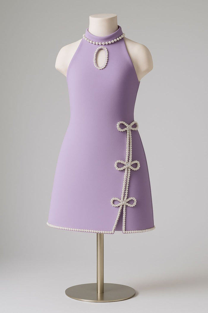 Lavender Pearl Bow Dress