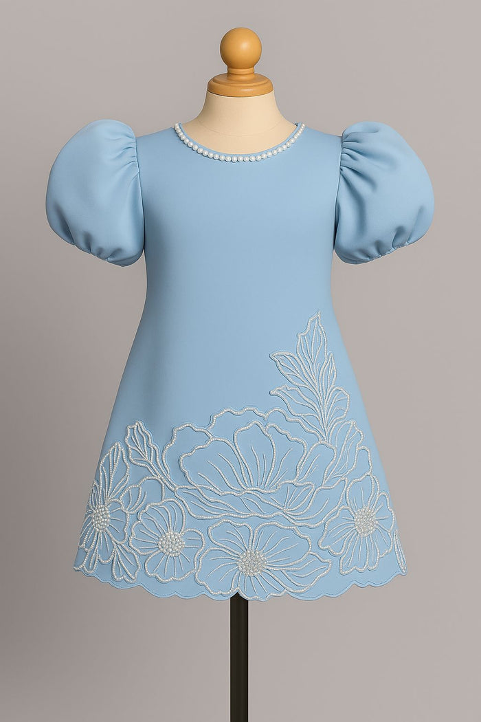 Sky Bloom Puff Sleeve Dress