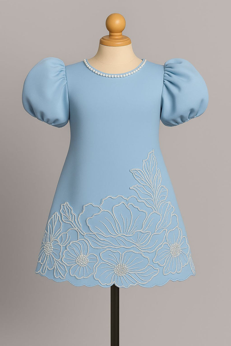 Sky Bloom Puff Sleeve Dress