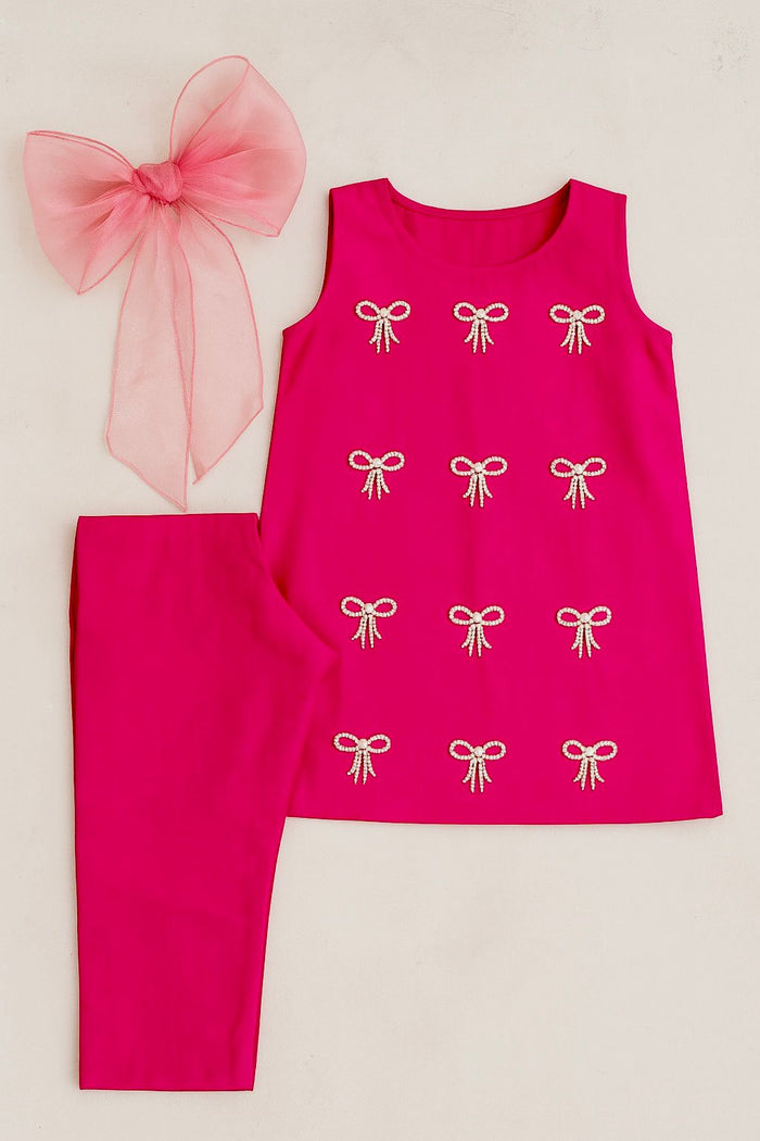 Pink Pearl Bow Co-Ord Set