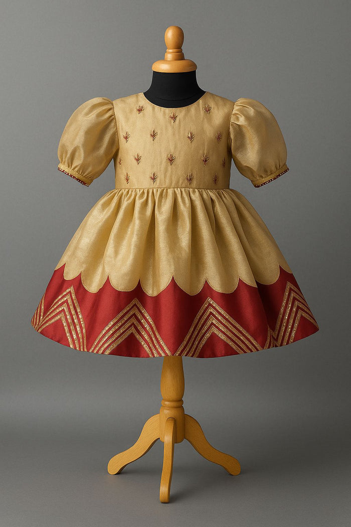 Golden Maroon Festive Frock