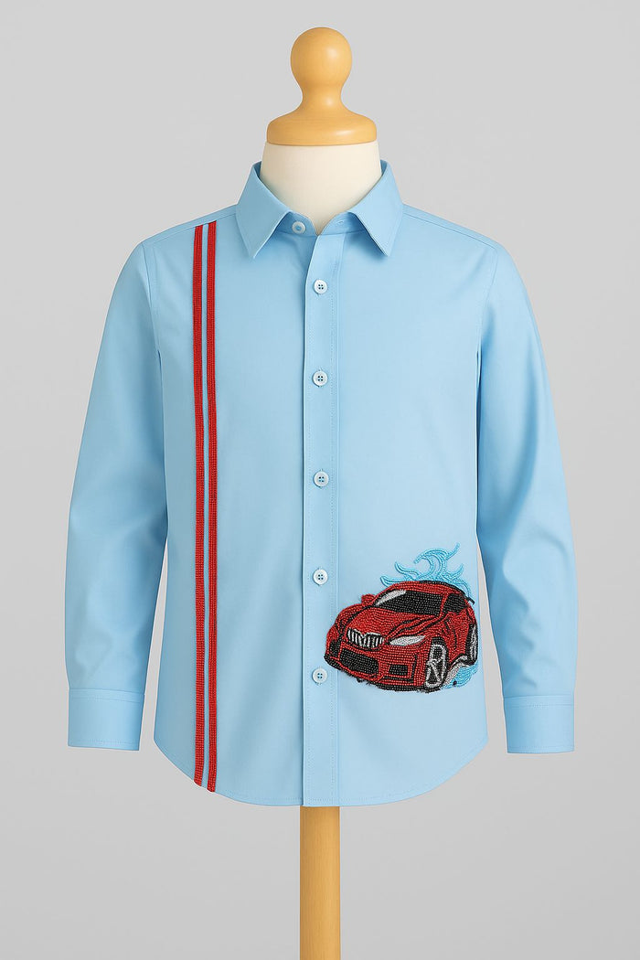 Red Car Shirt (Sky Blue)