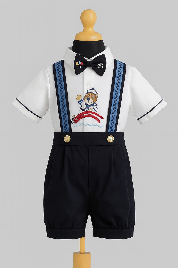 Sailor Bear Dungaree Set (Navy)