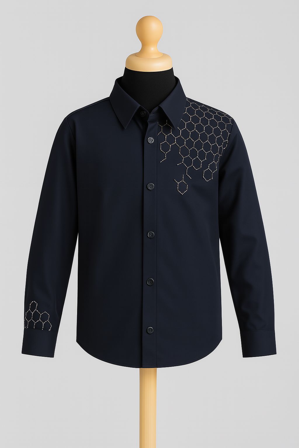 Hexagon Pattern Shirt (Navy)