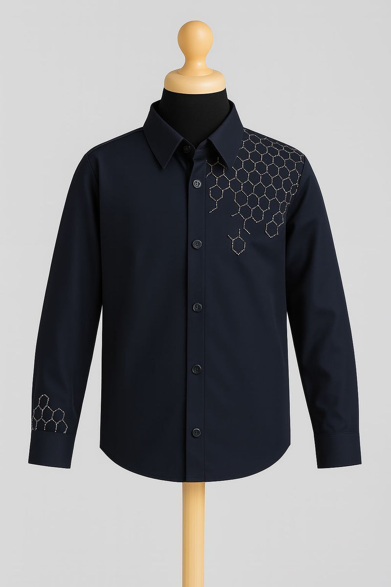 Hexagon Pattern Shirt (Navy)