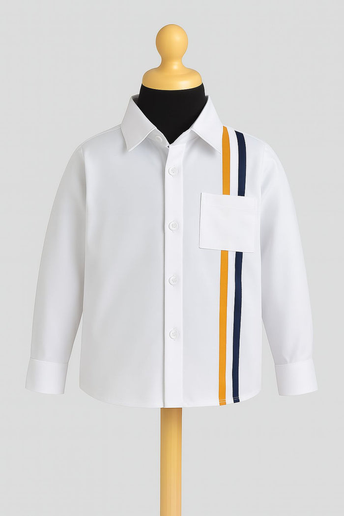 Striped Accent White Shirt