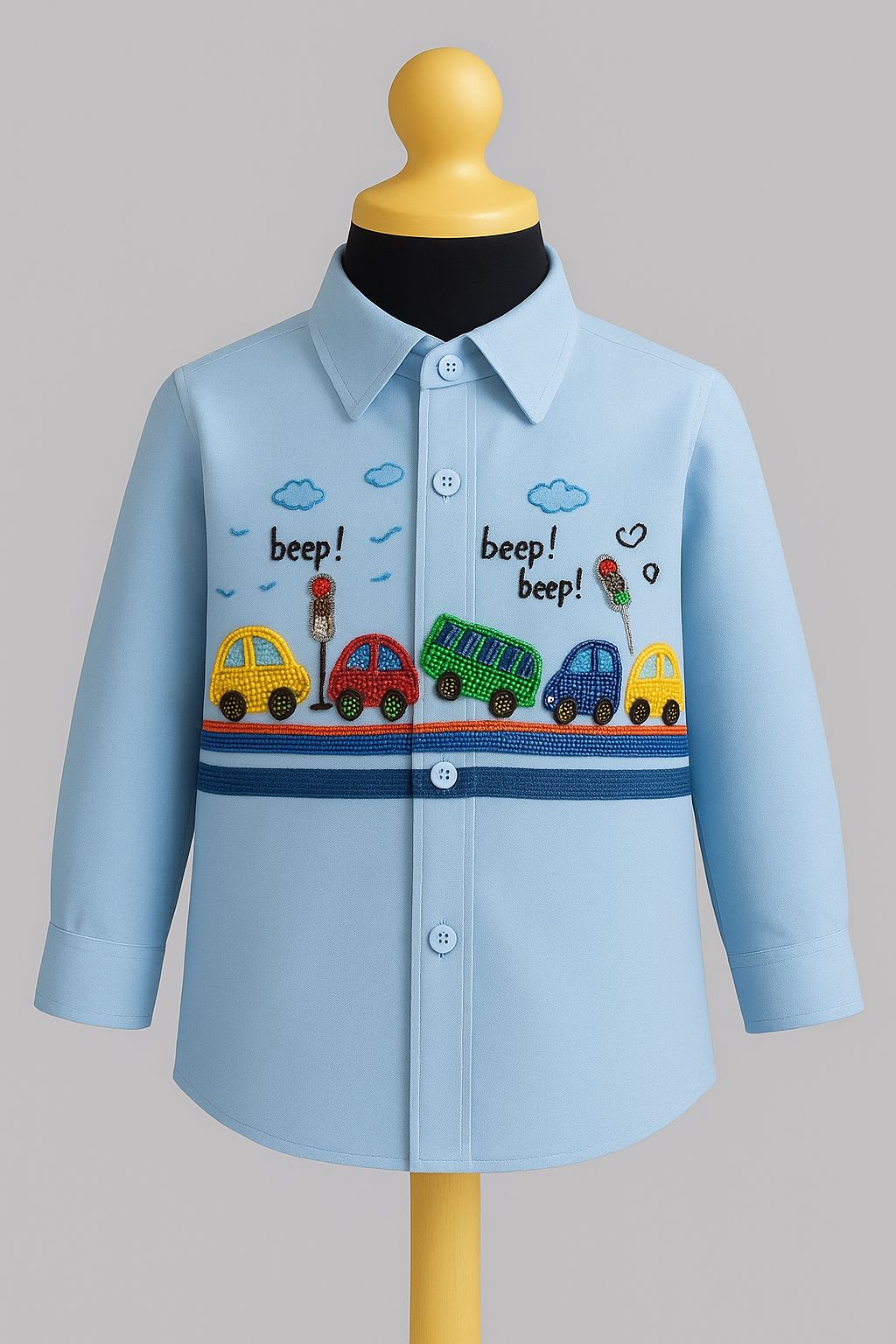 Car trafic Blue shirt