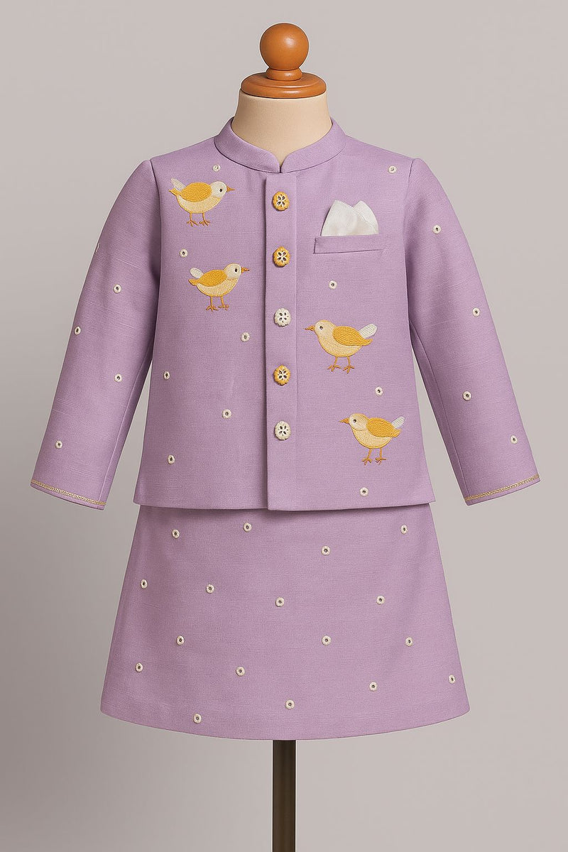 Cute Duck Embroidery kurta with Nehru Jacket