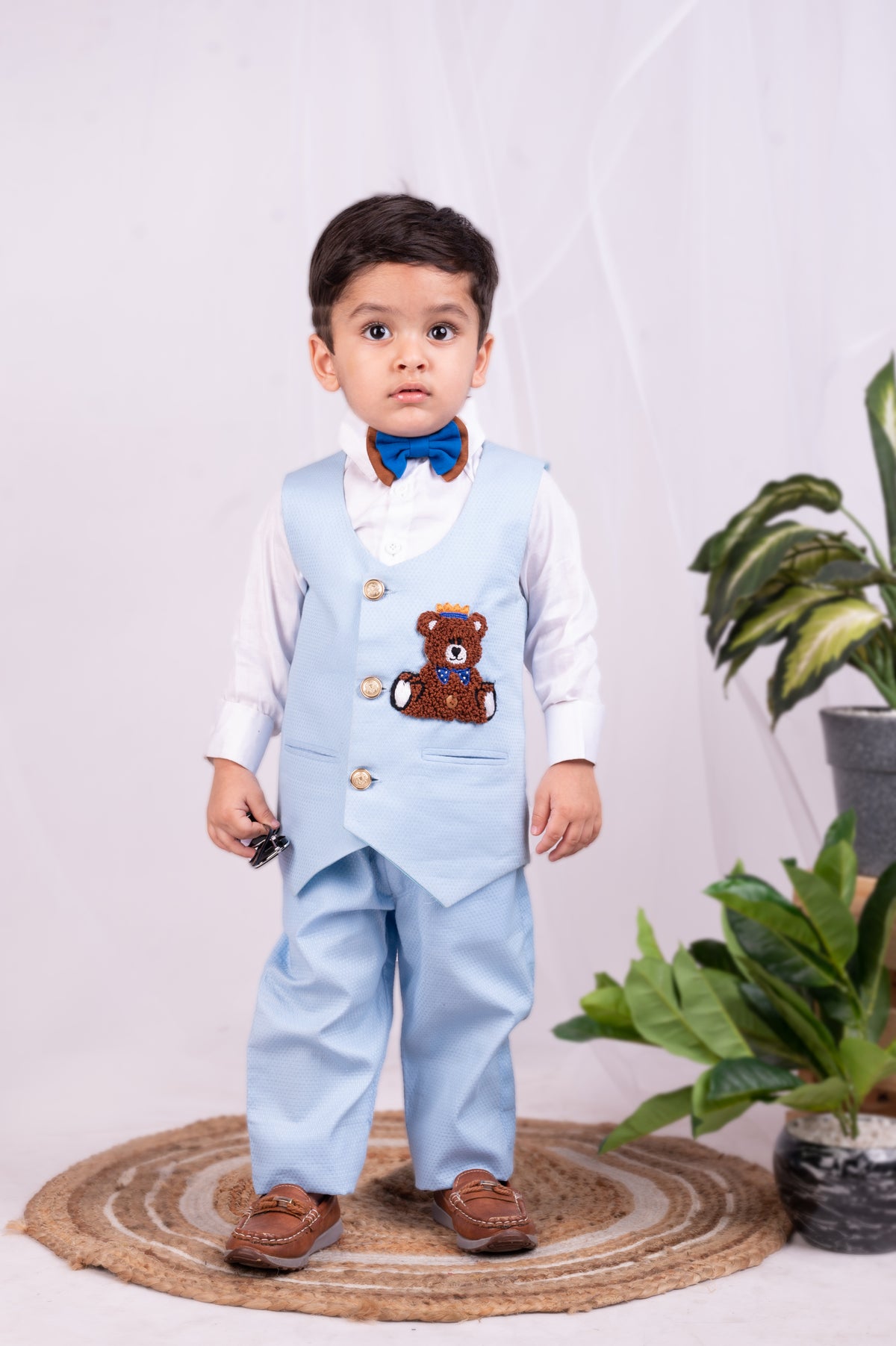 Cute Teddy Waistcoat Set