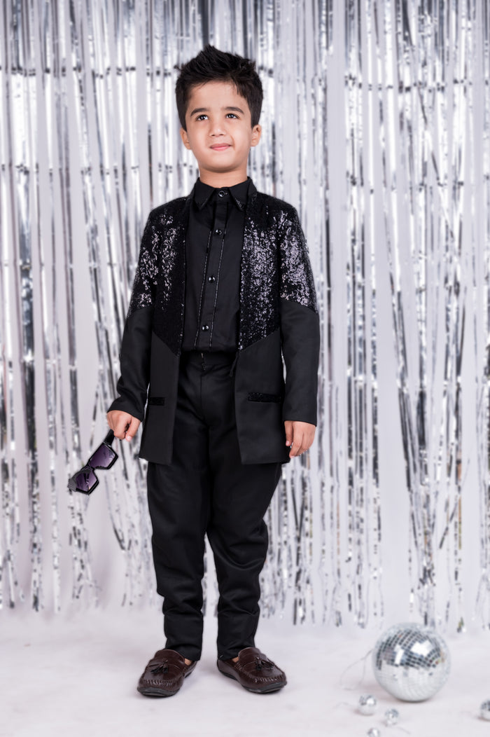 Spakle Forever Black Sequin Suit Set
