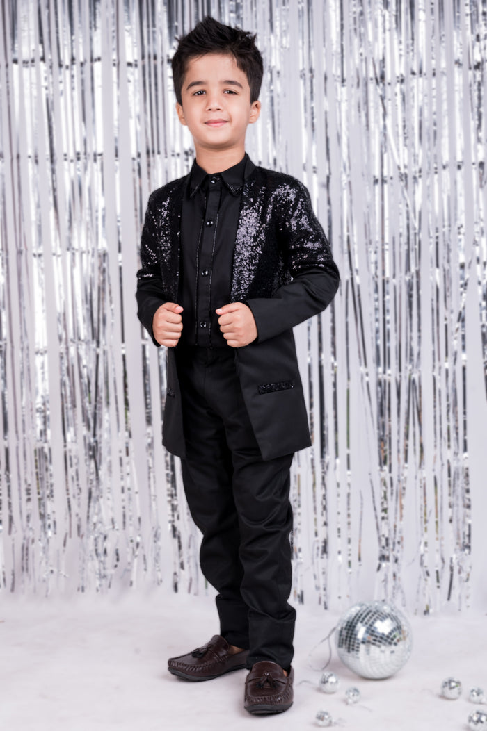 Spakle Forever Black Sequin Suit Set