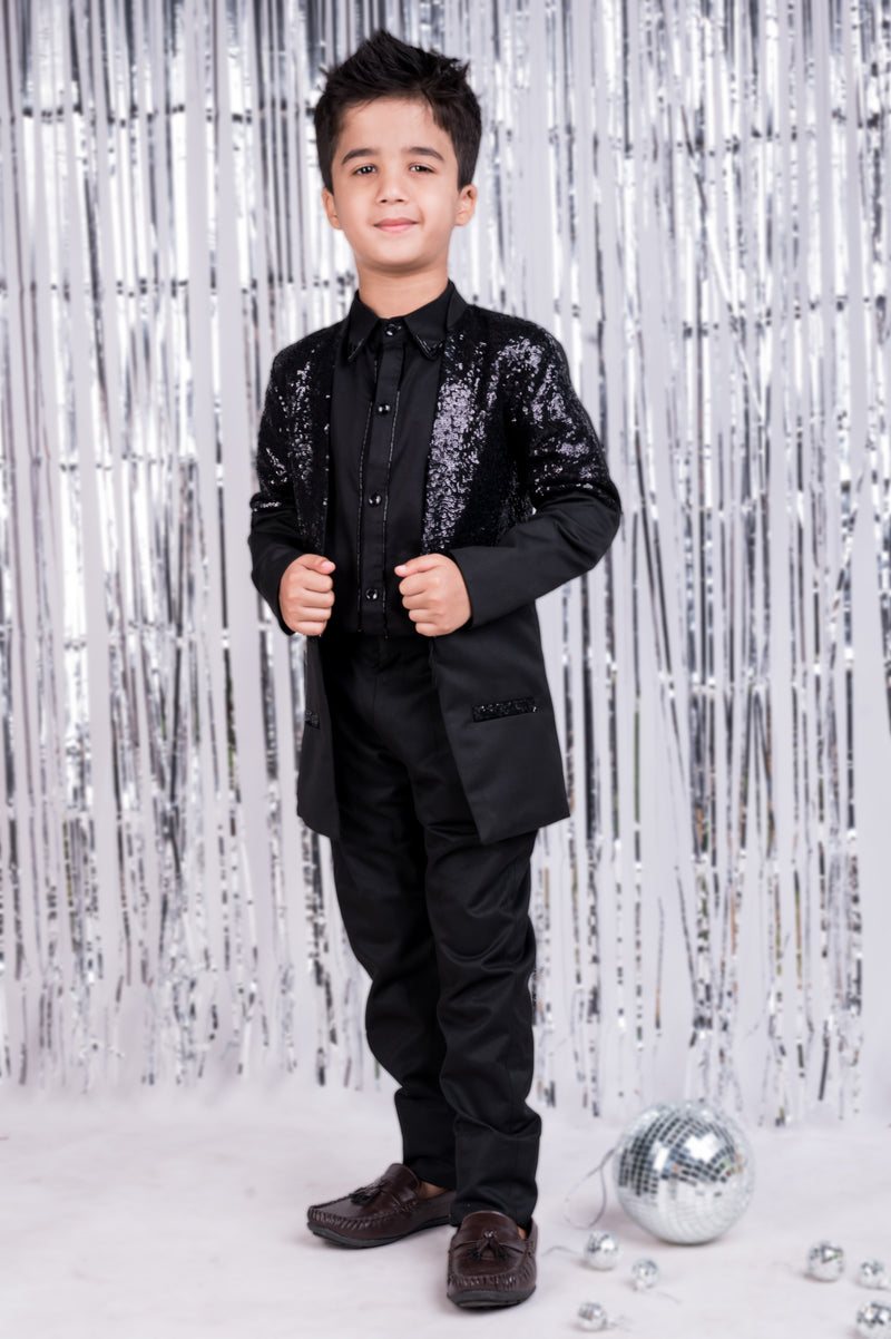 Spakle Forever Black Sequin Suit Set