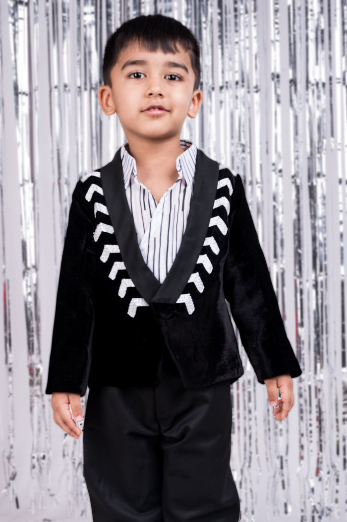 Elegant Noir Beaded  Suit Set